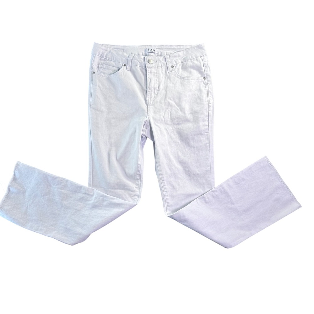 Bleu White Flare Leg Raw Hem Jeans Womens 10P‎ Petite BWP1550 Stretch Denim